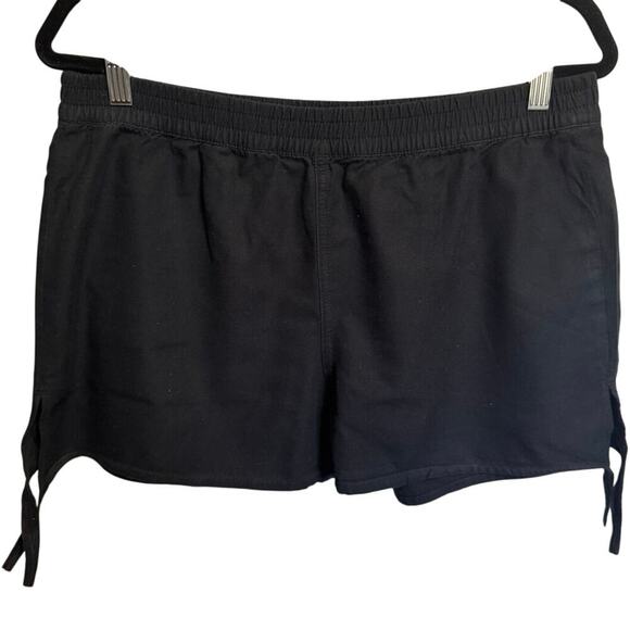 Madewell Elastic Waist Side Tie Shorts Pull On High Waisted In Black Size Large - Picture 4 of 11